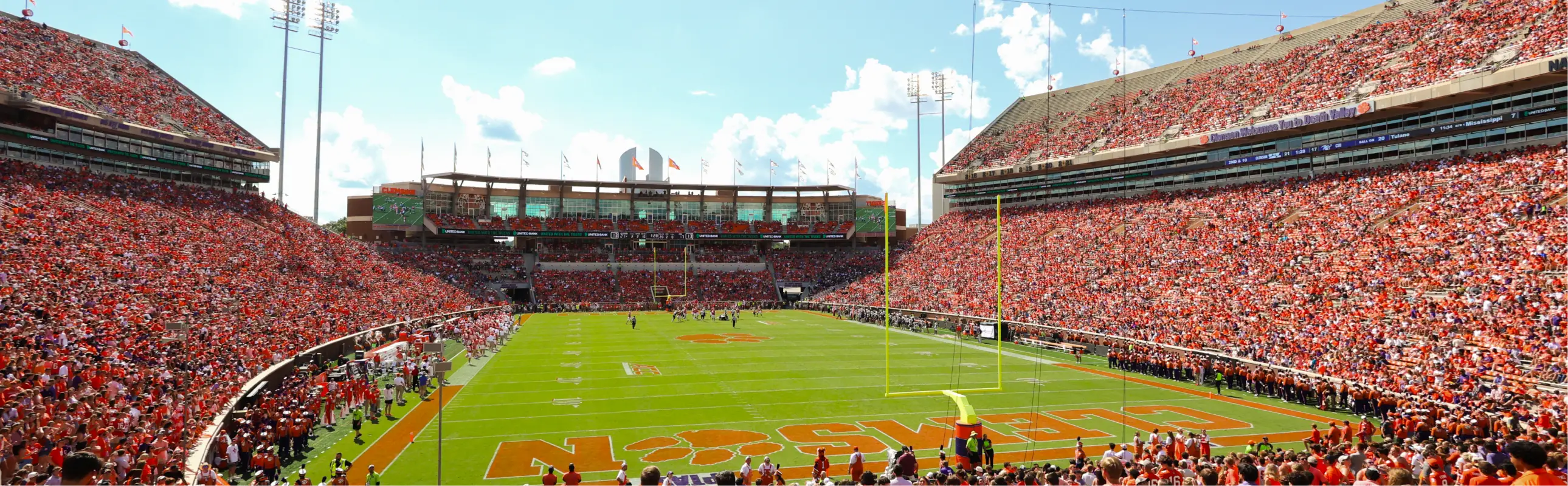 Memorial Stadium is filled with orange-clad fans on a sunny football Saturday.